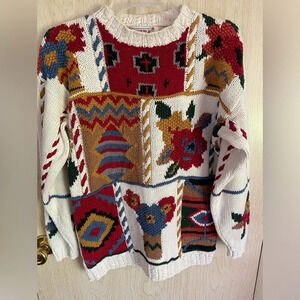 Extra Femme Collection Vintage 90s Hand knit cotton blend Fall Sweater Sz S